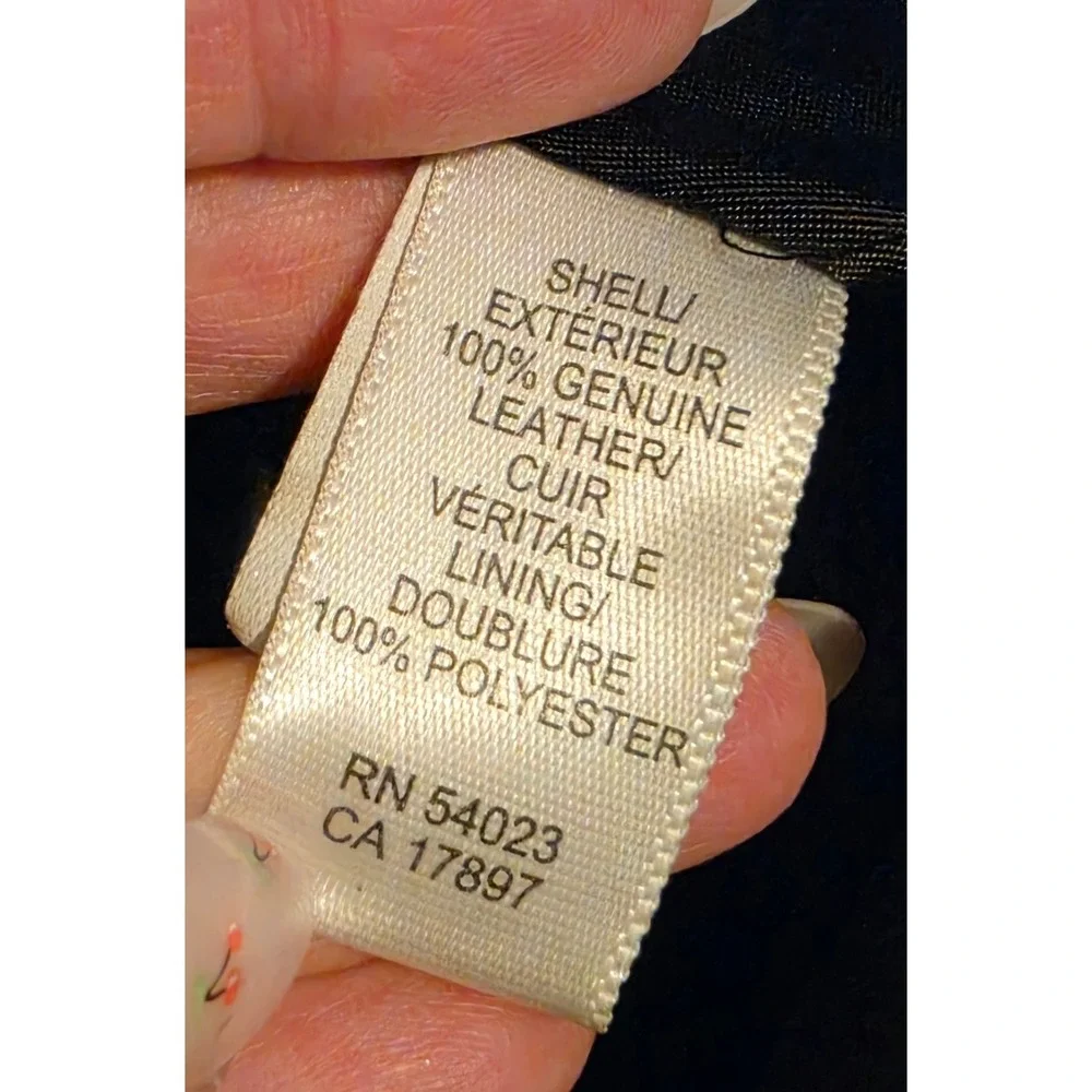 Vintage Banana Republic Mens Black Leather Full Zip Jacket Point Collar Large